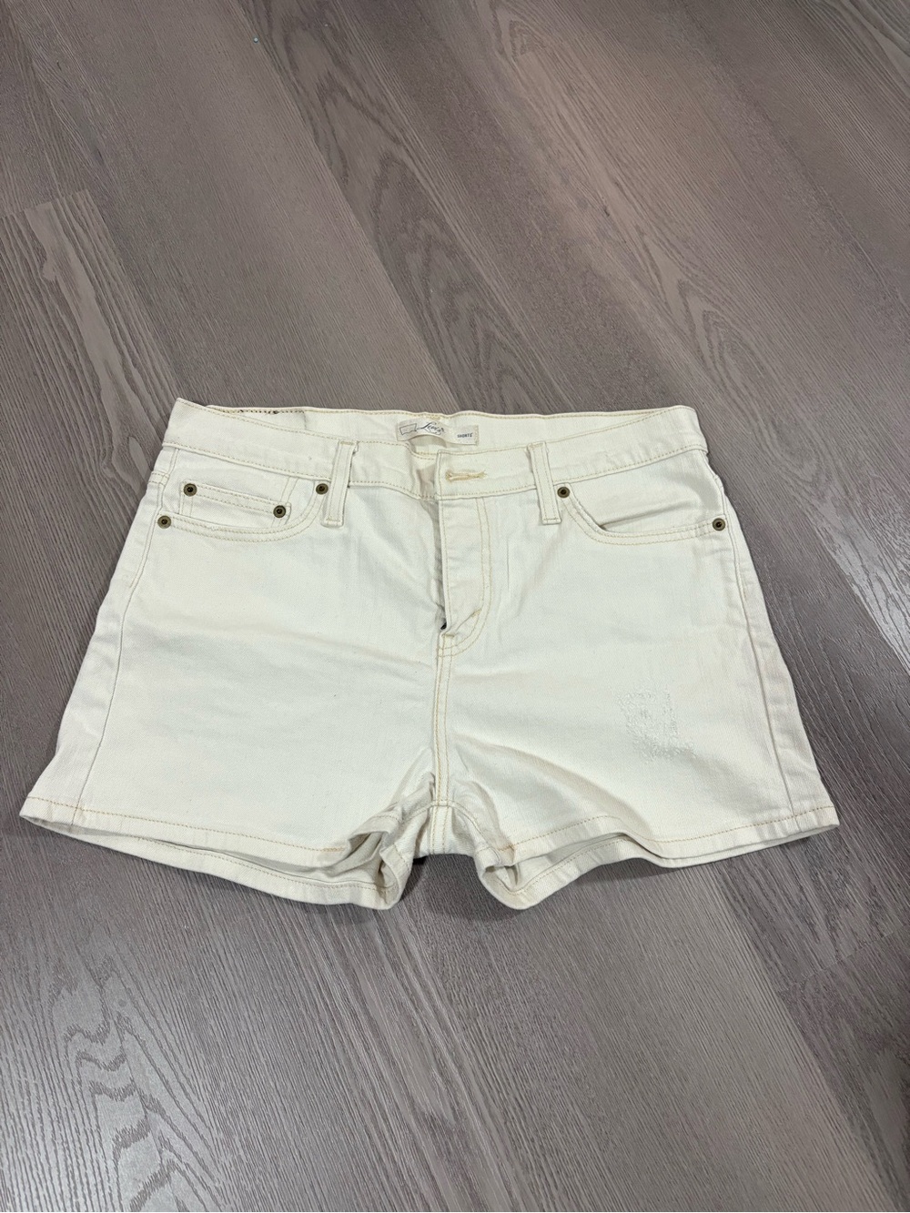 Women's Cream High-Rise Denim Shorts